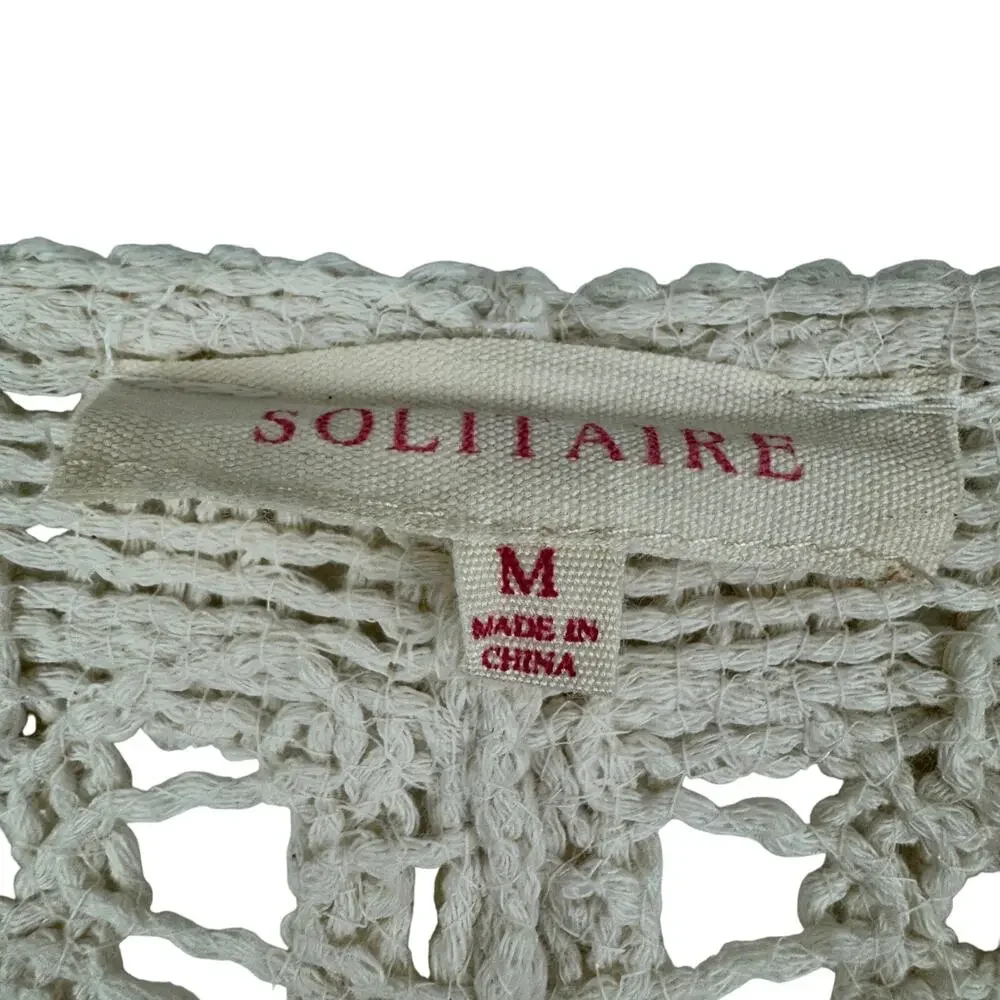 Solitaire Boho Hippie Open Knit Crochet Cotton Cardigan Women's Size Medium